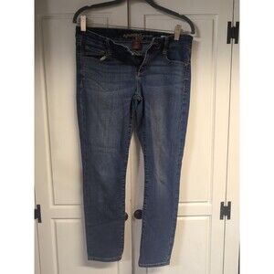 Arizona Jean Super Skinny Low Rise Jeans- Size 7 SHORT -Dark Wash Stretch Denim